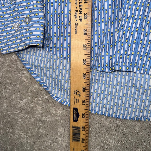 Wrangler 20X Competition Men's M Blue Geometric Print LS Rodeo Button Up Shirt - Picture 4 of 11